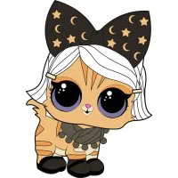 Цветной пример раскраски лол питомцы котенок с бантом новая картинка