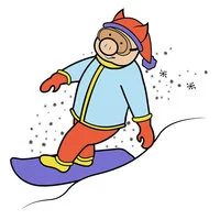 Цветной вариант раскраски хрюша на сноуборде