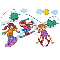 Цветной пример раскраски зимние виды спорта