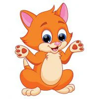 Цветной пример раскраски милый котенок