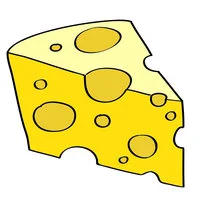 Цветной вариант раскраски кусочек сыра