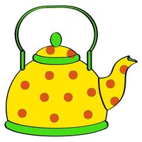 Цветной вариант раскраски посуда, чайник