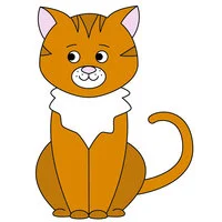 Цветной вариант раскраски кот, кошечка