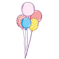 Цветной вариант раскраски воздушные шарики