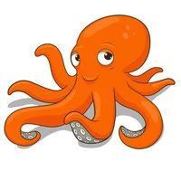 Цветной вариант раскраски осьминог