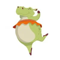 Цветной пример раскраски бегемот балерина