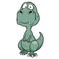 Цветной вариант раскраски смешной динозавр тираннозавр