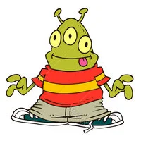 Цветной вариант раскраски смешной инопланетянин