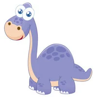 Цветной вариант раскраски динозавр с большими глазами