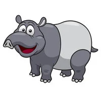 Цветной вариант раскраски животное тапир