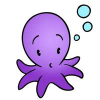 Цветной вариант раскраски осьминог милый