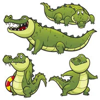 Цветной вариант раскраски крокодилы