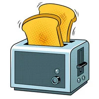 Цветной вариант раскраски хлеб и тостер