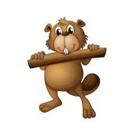 Цветной вариант раскраски довольный бобер