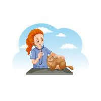 Цветной вариант раскраски ветеринар осматривает бобра