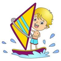 Цветной пример раскраски виндсерфинг водный вид спорта