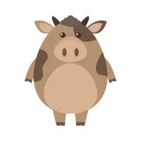 Цветной вариант раскраски простой формы бычок