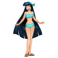 Цветной вариант раскраски девочка в купальнике