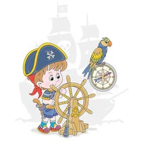 Цветной вариант раскраски мальчик пират