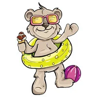 Цветной вариант раскраски счастливый медведь