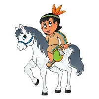 Цветной пример раскраски индеец на лошади