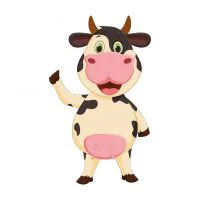 Цветной вариант раскраски коровка машет