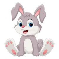 Цветной пример раскраски зайчик сидит