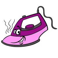 Цветной вариант раскраски утюг с глазками