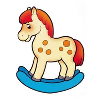 Цветной вариант раскраски игрушка лошадка качалка