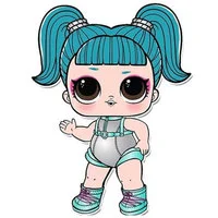 Цветной вариант раскраски кукла лол глэмстронавт с двумя хвостиками