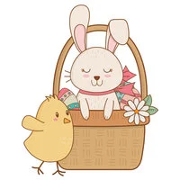 Цветной вариант раскраски милая картинка на пасху