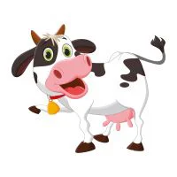 Цветной вариант раскраски корова насмехается