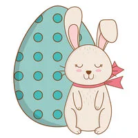 Цветной вариант раскраски милашка зайчик на пасху