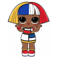 Цветной вариант раскраски кукла лол в платье shapes