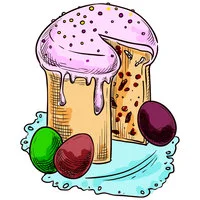 Цветной вариант раскраски пасхальный кулич