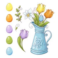 Цветной пример раскраски красивый пасхальный набор