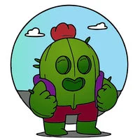 Цветной вариант раскраски спайк кактус с цветком