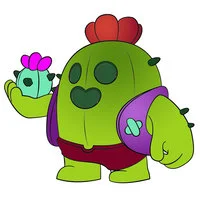 Цветной пример раскраски кактус спайк в жилетке