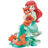 Цветной вариант раскраски принцесса ариэль с кошечками