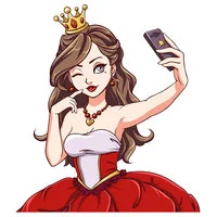 Цветной вариант раскраски модная принцесса селфи