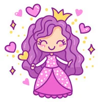 Цветной вариант раскраски милая принцесса