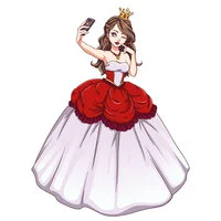 Цветной вариант раскраски красивая и модная принцесса