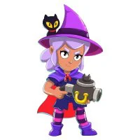 Цветной вариант раскраски ведьма шелли с кошкой