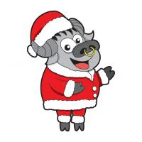 Цветной вариант раскраски бык в костюме санты