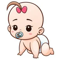 Цветной пример раскраски грудной малыш с соской