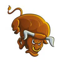 Цветной вариант раскраски очень строгий бык