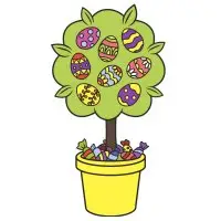 Цветной вариант раскраски конфеты и яйца на пасху