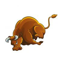 Цветной вариант раскраски бык упал