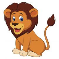 Цветной вариант раскраски довольный лев