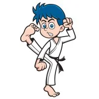 Цветной пример раскраски мальчик каратист